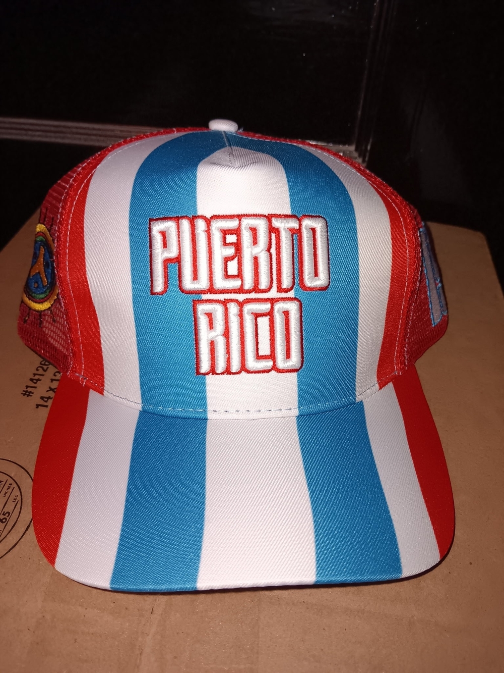 Puerto Rico Striped Trucker Hat - Red, White & Blue